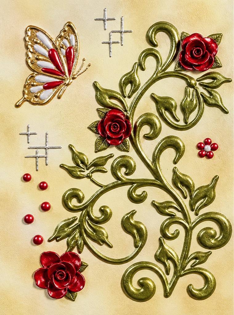 ROSALES - Obra floral original en relieve de Nicoleta Filip Art